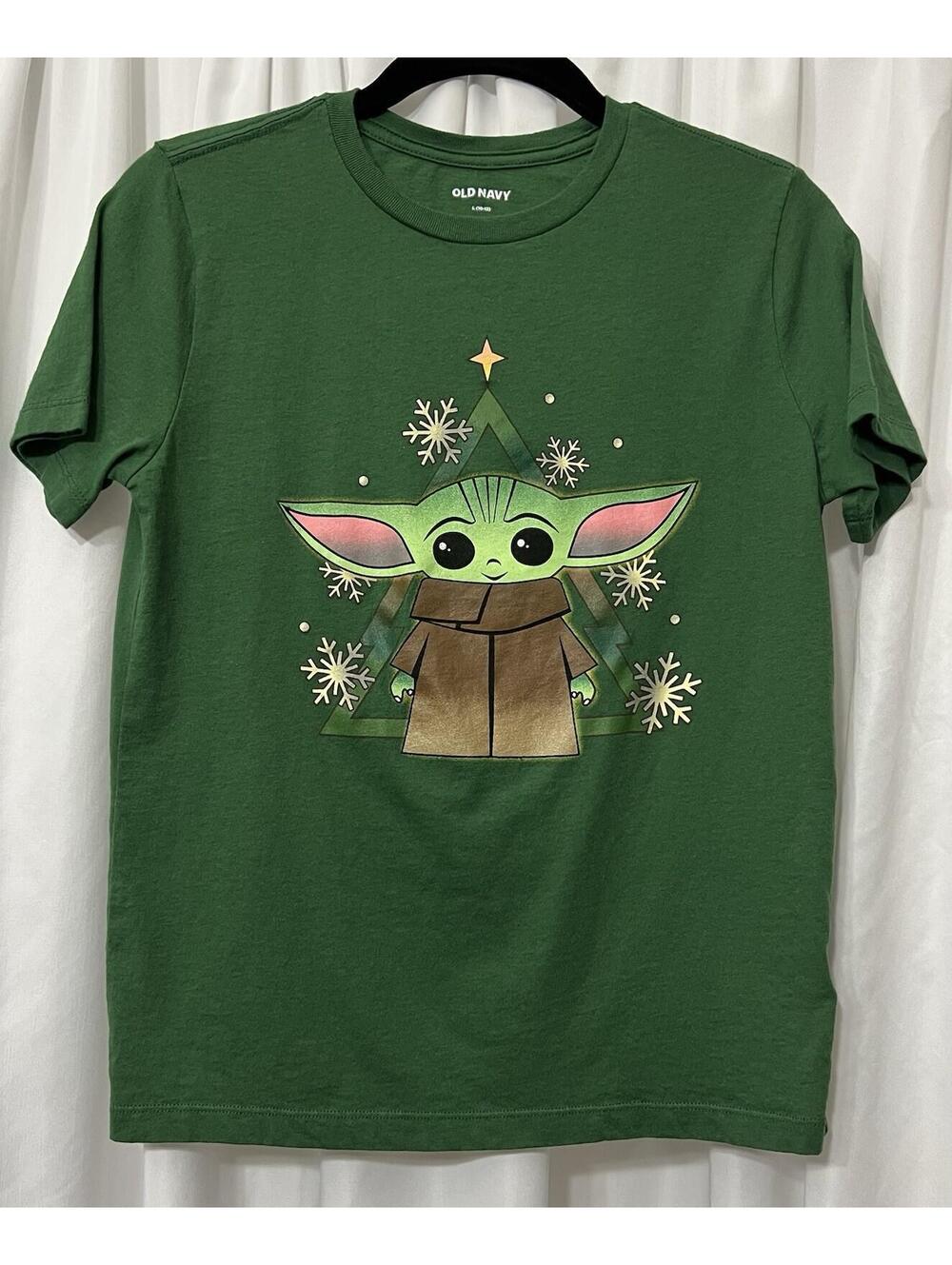 Old Navy Star Wars Baby Yoda Holiday Christmas Tee Shirt  Sz L 10/12